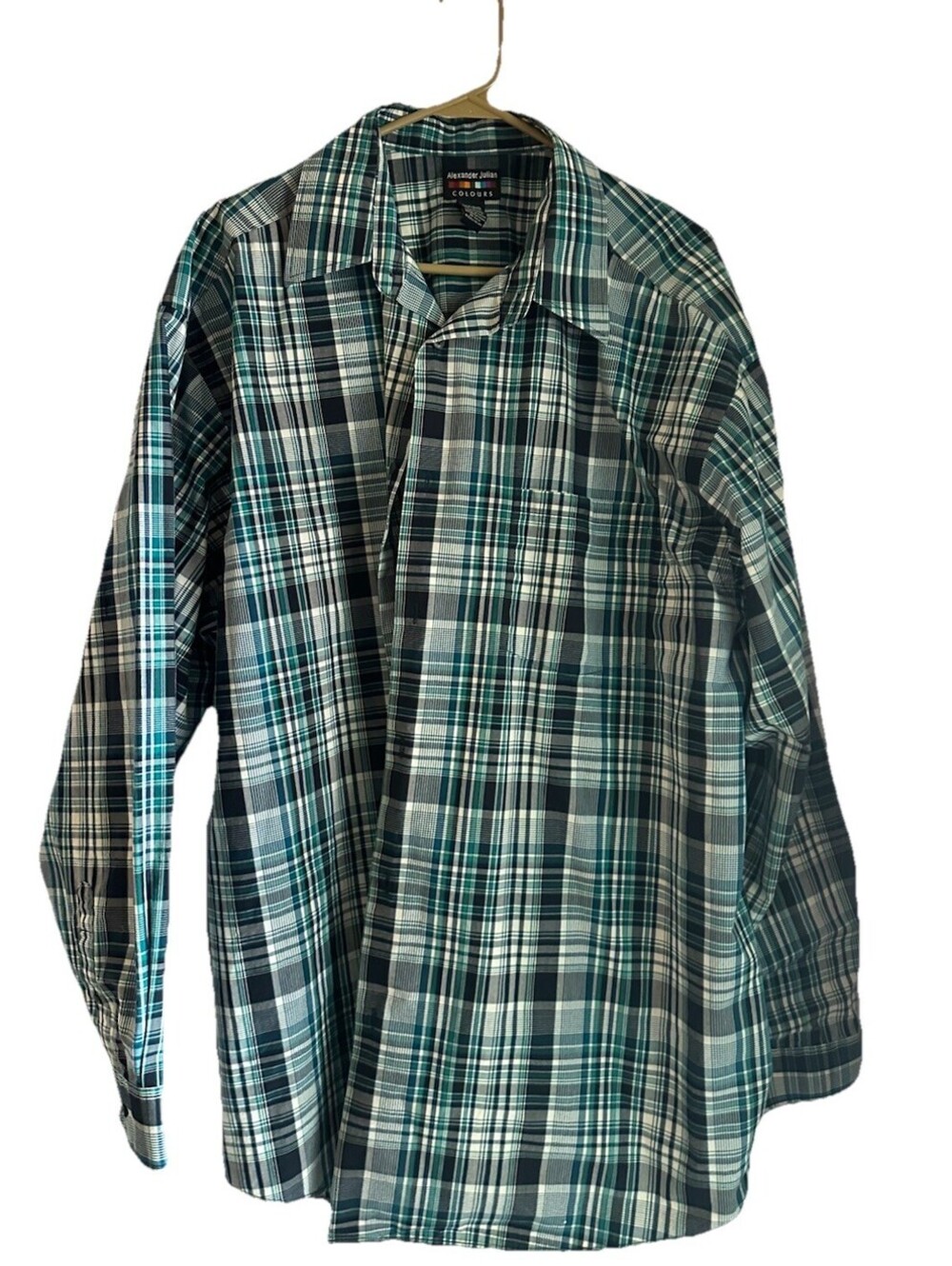 Vintage Men’s Alexander Julian Colours Long Sleeve Button up plaid shirt 2XL